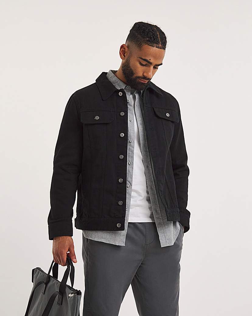 Black Twill Trucker Jacket