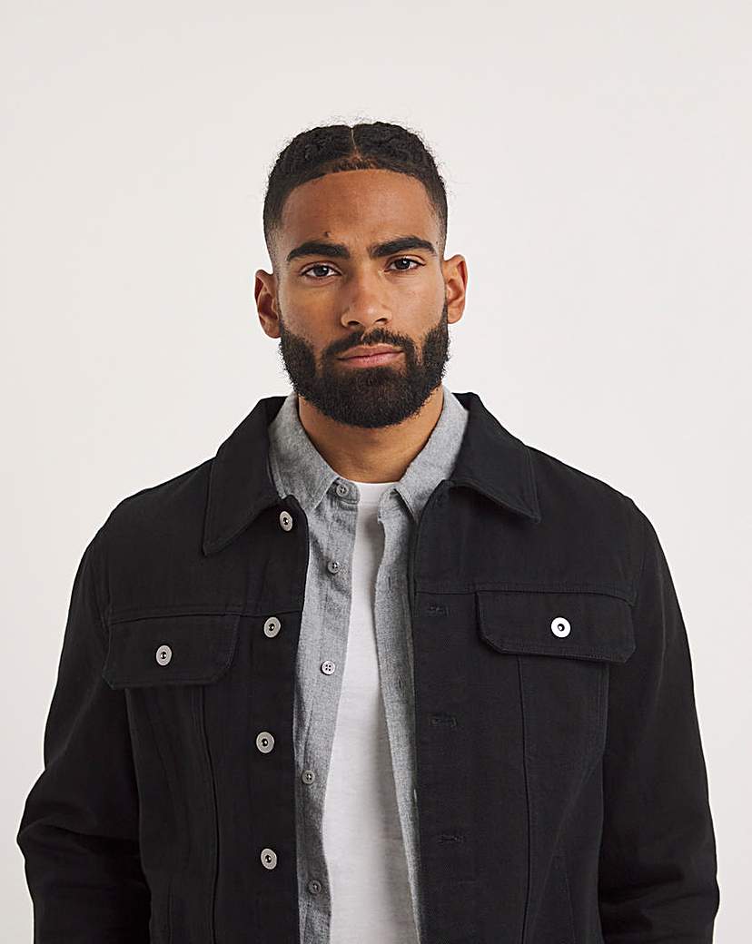 Black Twill Trucker Jacket