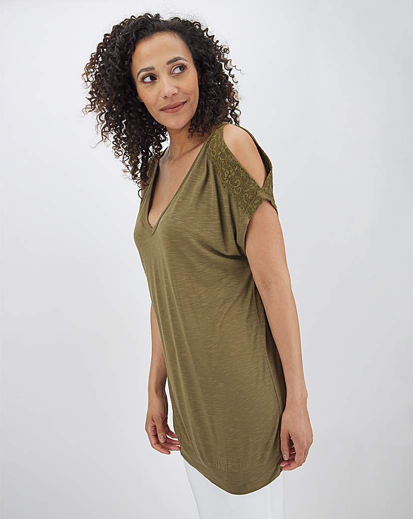 Khaki Lace Sleeve Top