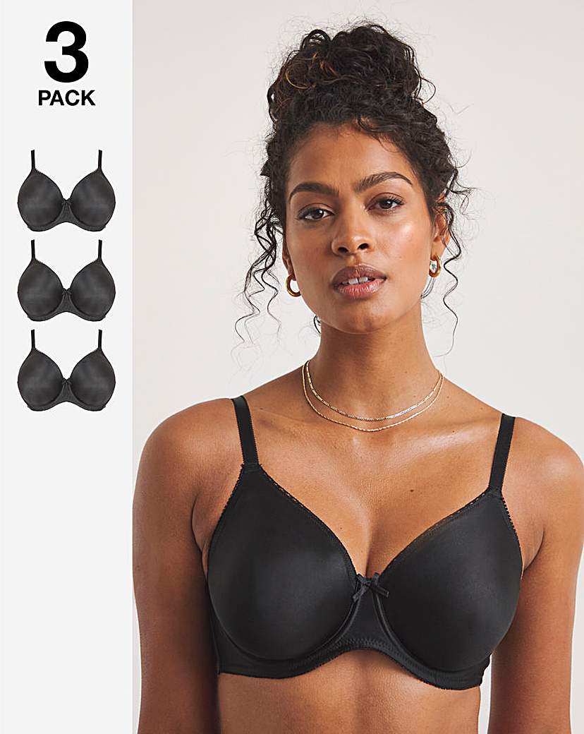 3 Pack Claire Wired Black Bras