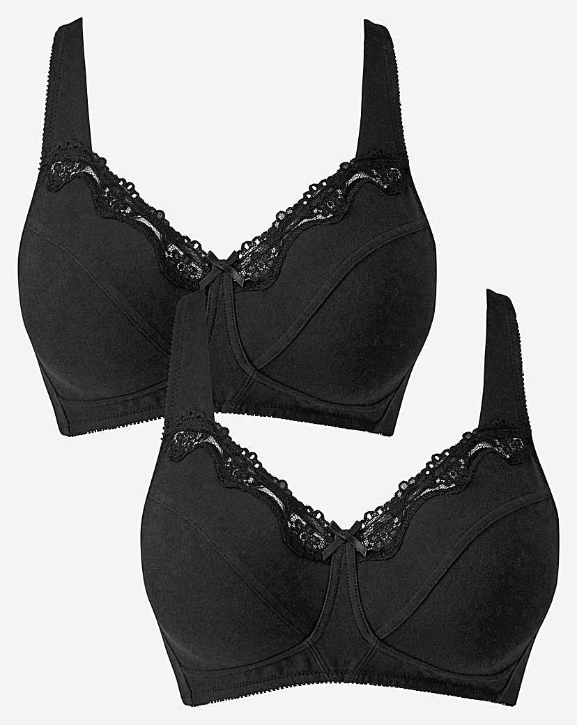 2 Pack Non Wired Black/Black Bras