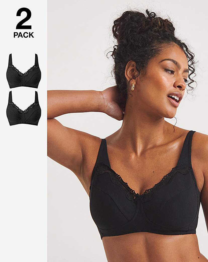 2 Pack Sarah Non Wired Black/Black Bras