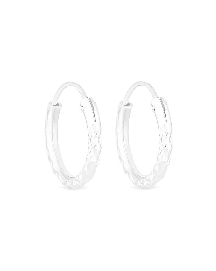 Simply Silver Diamond Cut Hoop Earrings