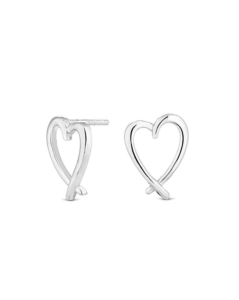 Simply Silver Crossover Heart Earrings