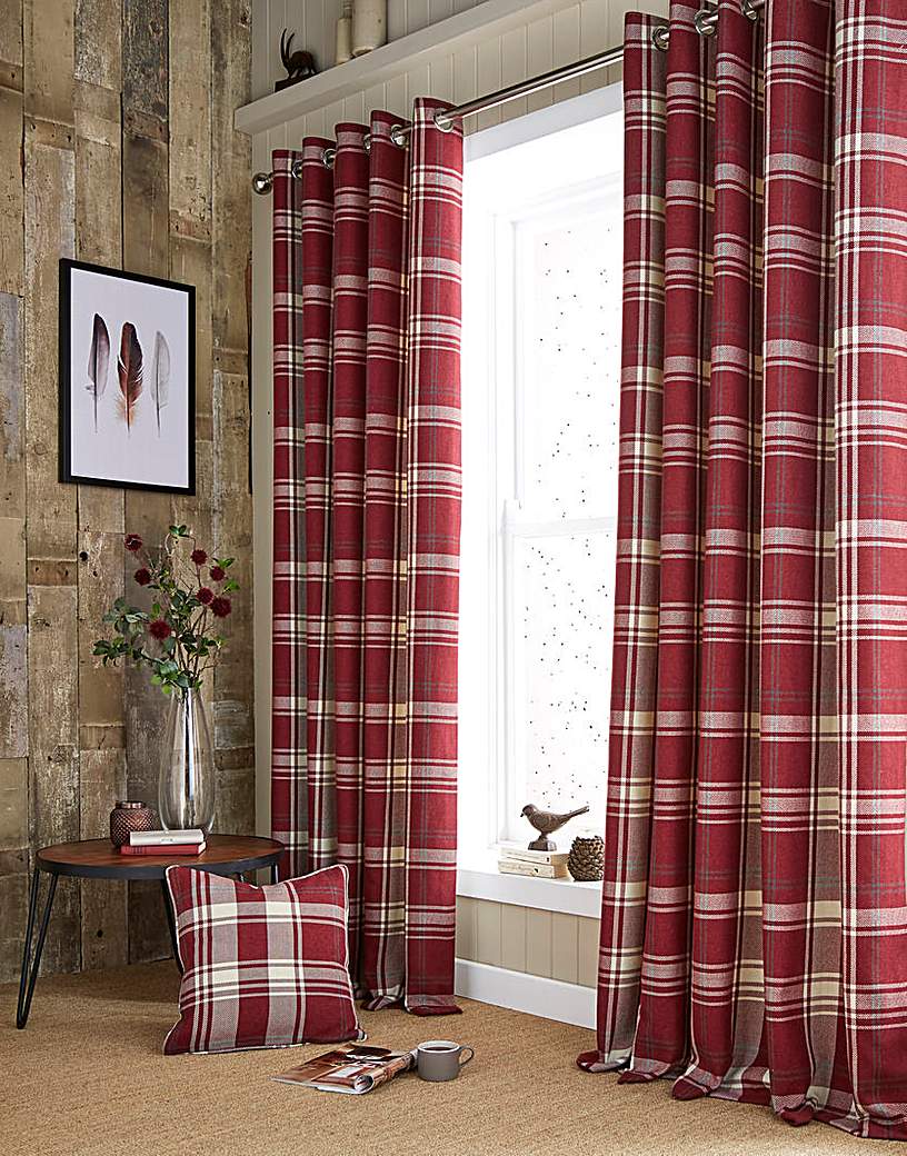 Highland Check Long Lined Curtains