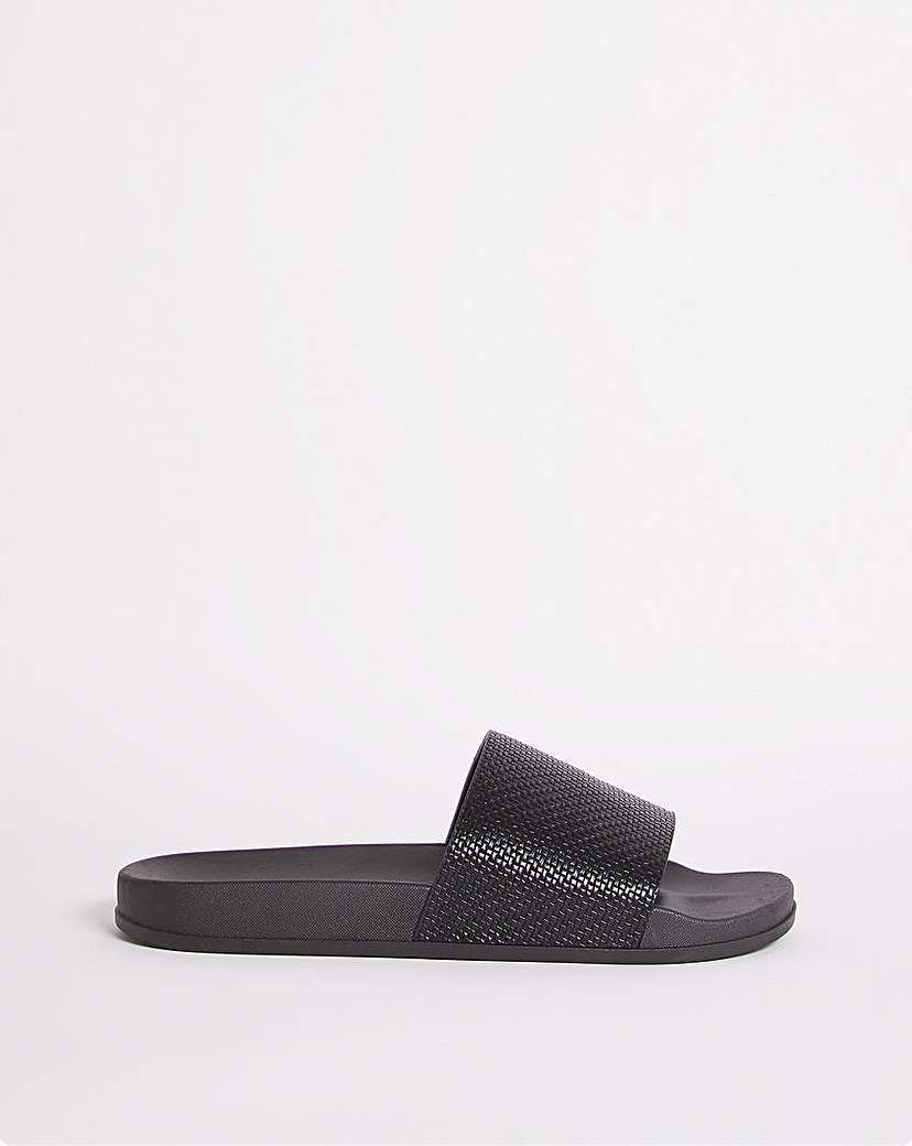 Black Tonal Stripe Slide Wide