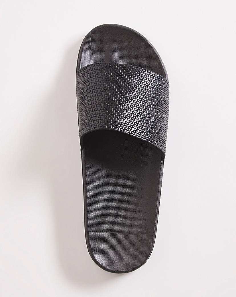 Black Tonal Stripe Slide Wide