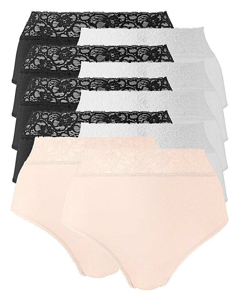 Image of 7 Pack Blk/Wht/Blush Lace Top Briefs