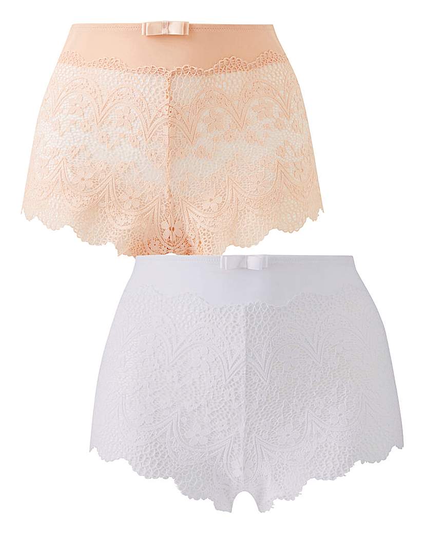 Image of 2 Pack Lottie Lace Blush/White Briefs