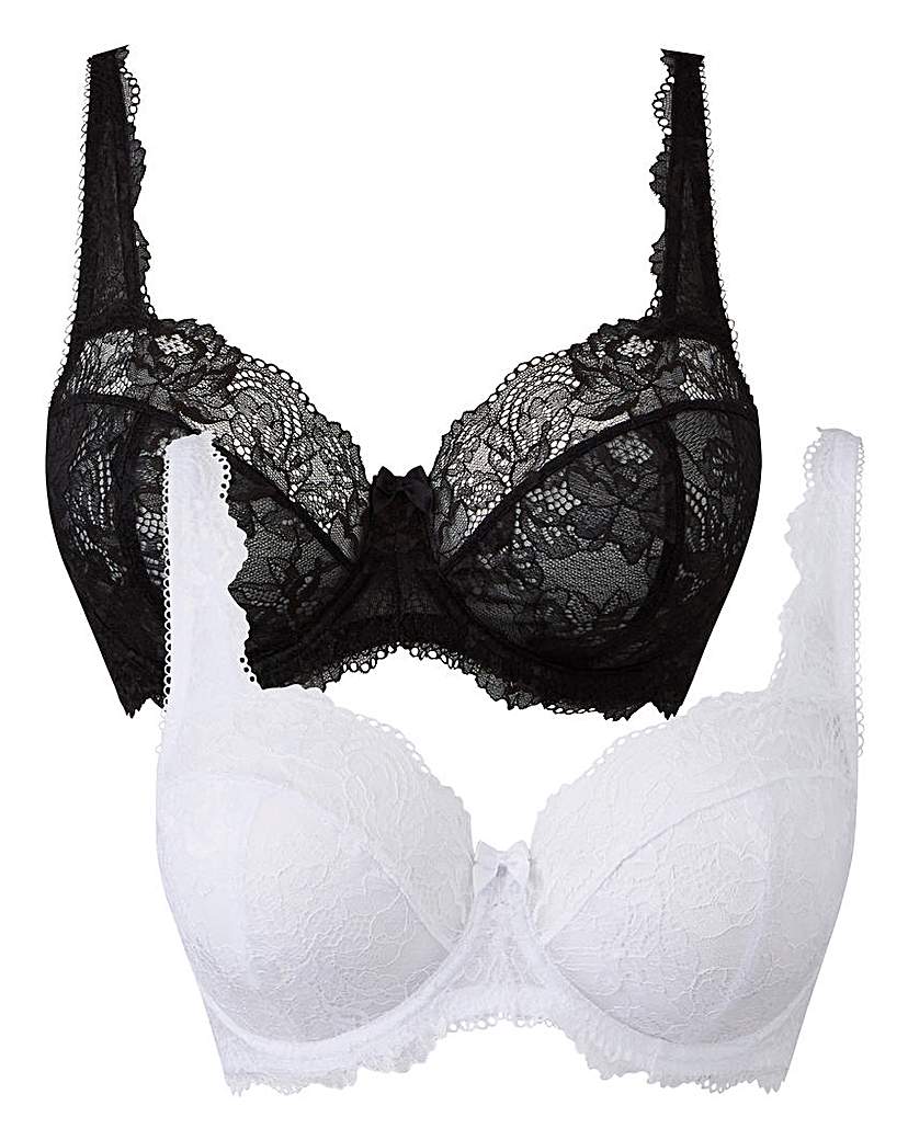 Image of 2Pack Ella Lace Full Cup Black/White Bra