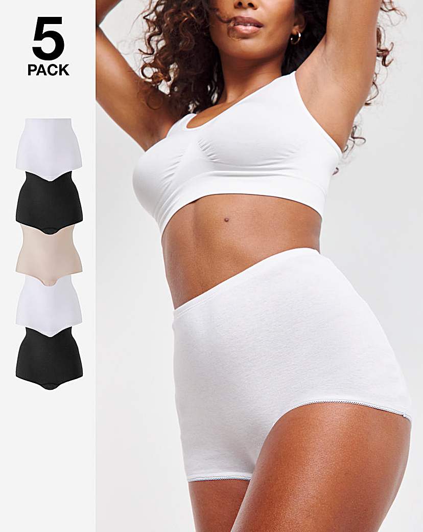 5 Pack Black/White/Blush Comfort Shorts