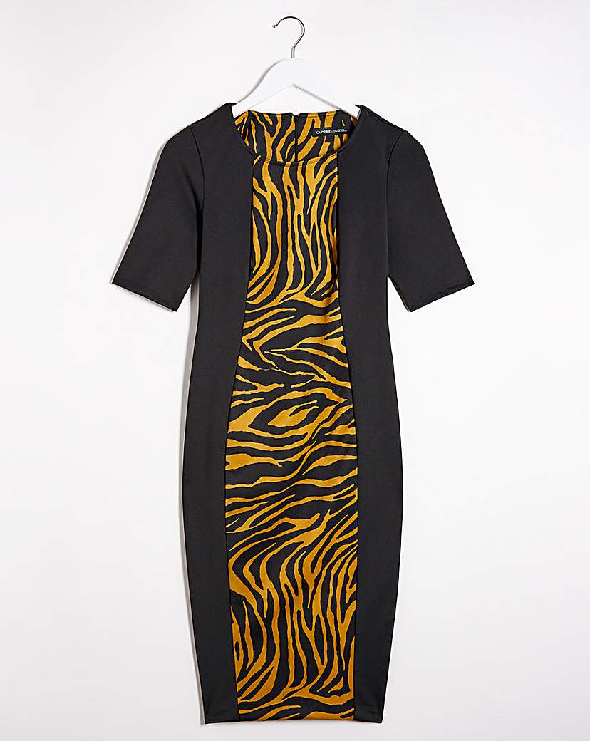Capsule Animal Print Illusion Dress Tan Zebra - Outlet - 30 - Tan Zebra