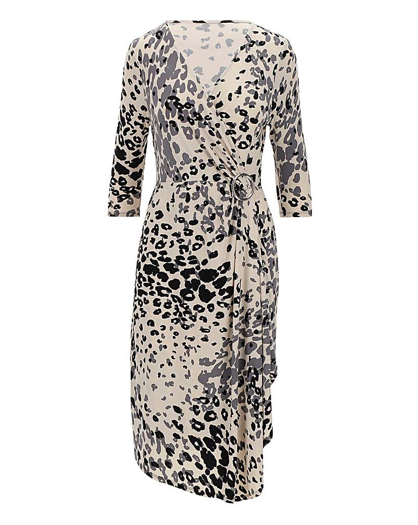 Animal Print Buckle Detail Dress