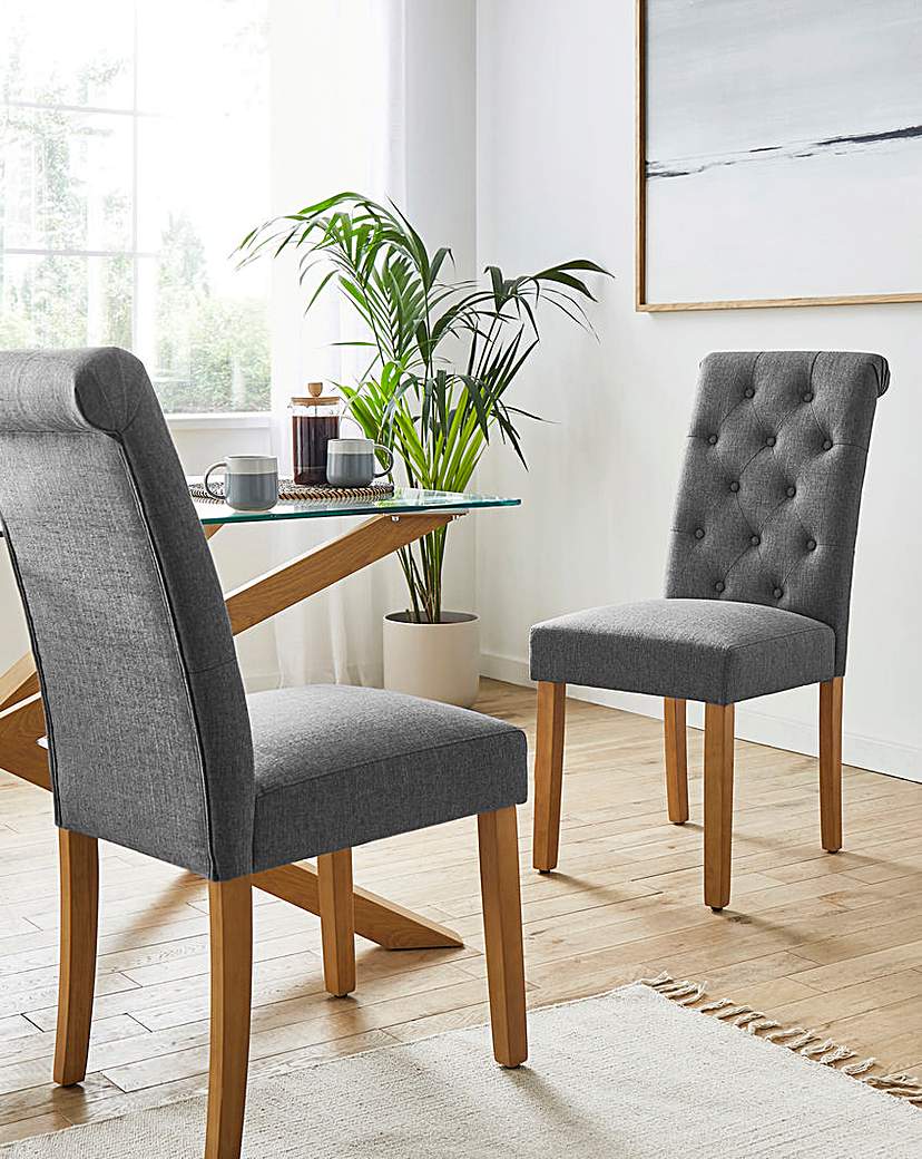 Ava Button Back Pair of Dining Chairs