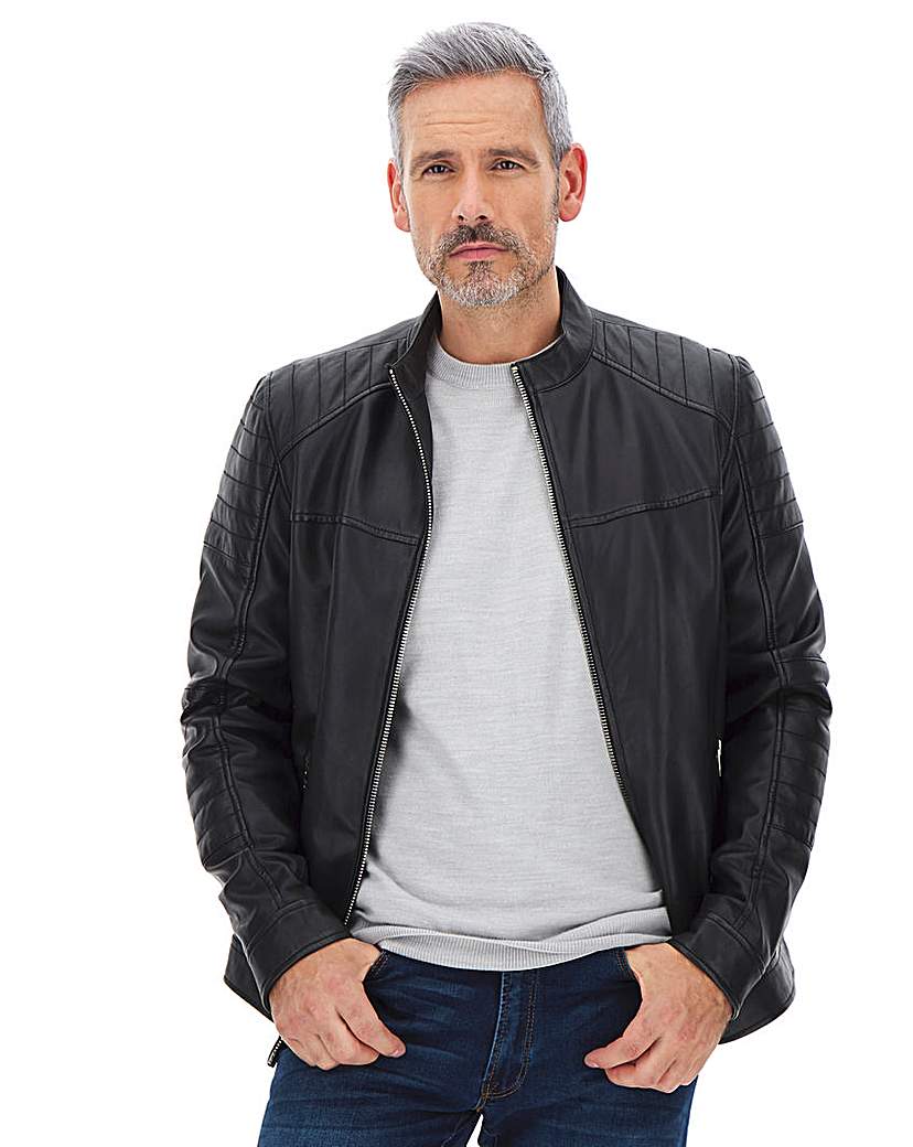 Image of Leather Biker Style Jacket Long