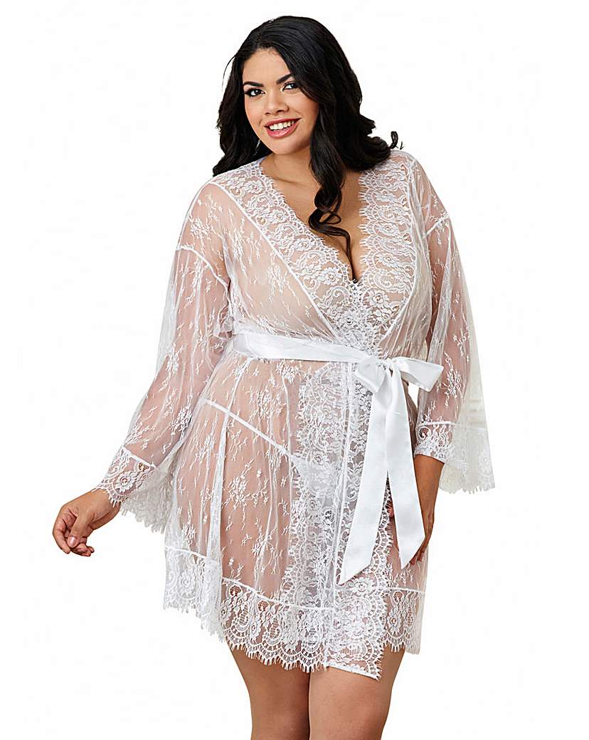 Image of Dreamgirl Romantic White Kimono Robe