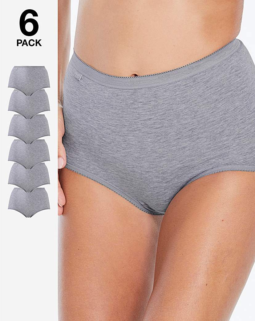 Sloggi 6Pk Basic Maxi Knicker Grey Mix