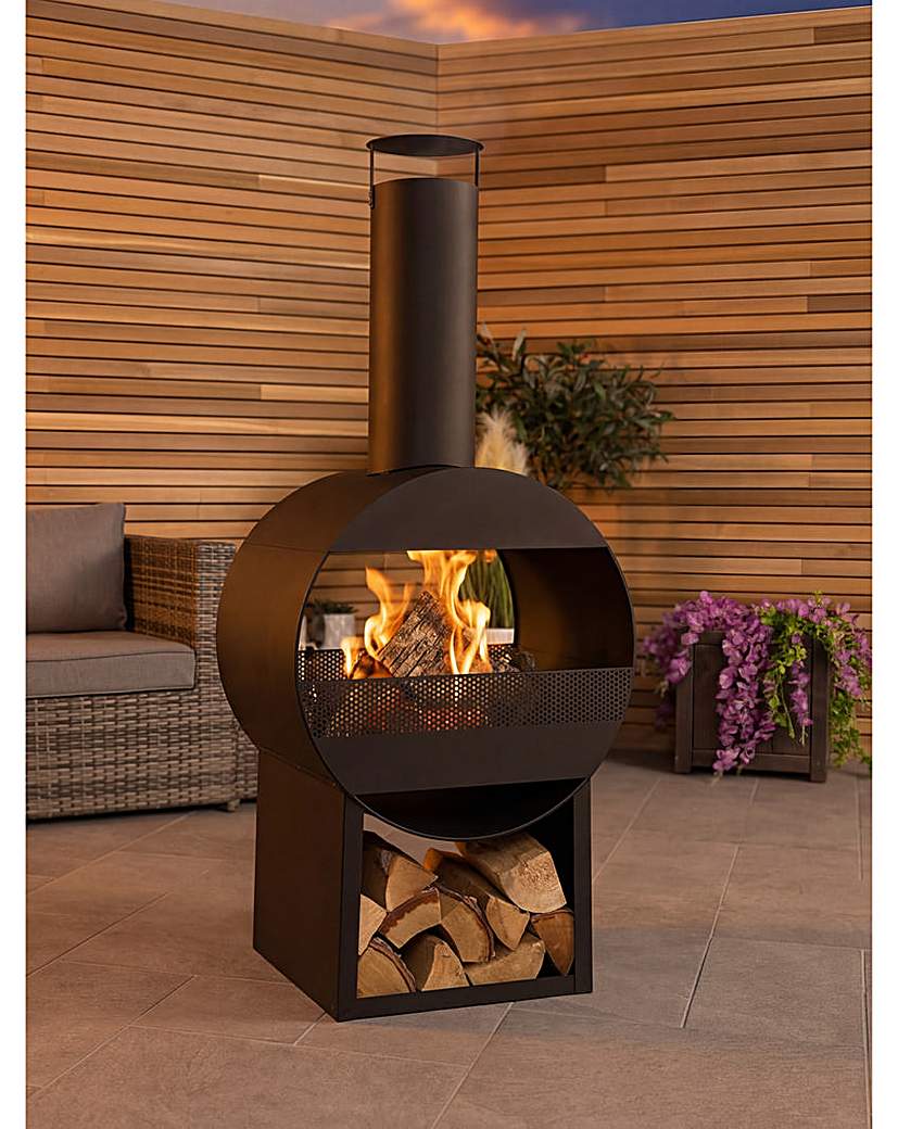 Charles Bentley Black Steel Chimenea