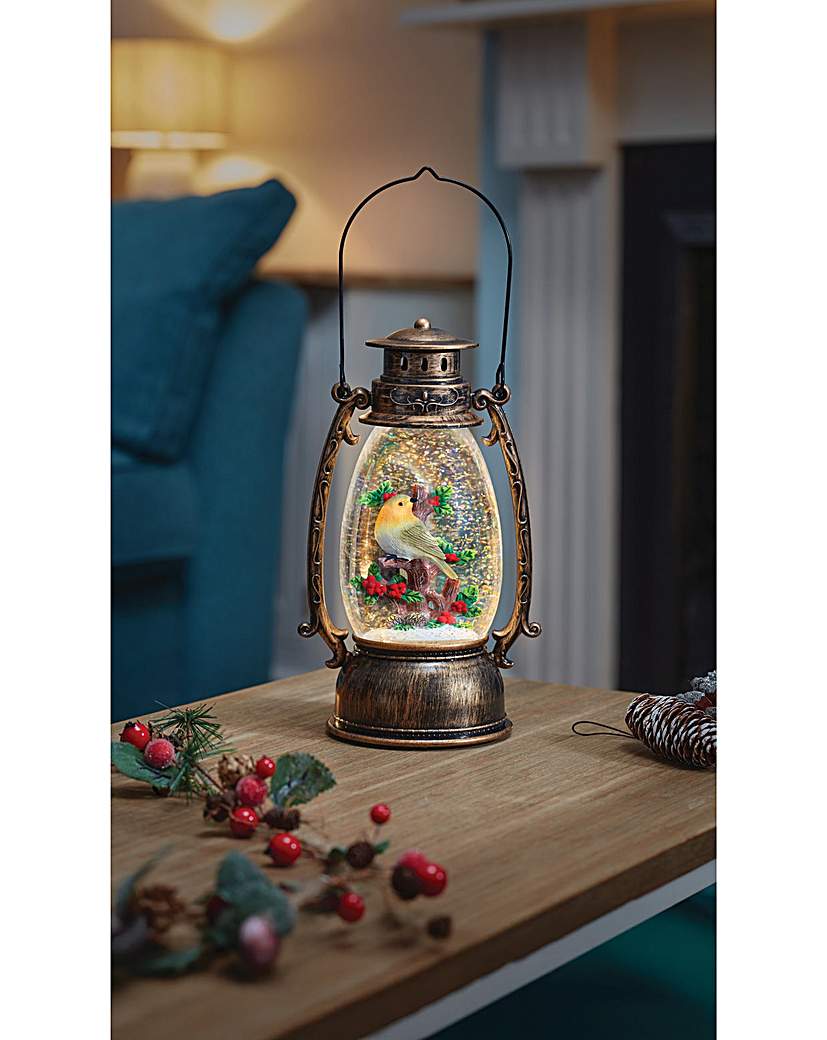 SnowSwirl Festive Robin Lantern