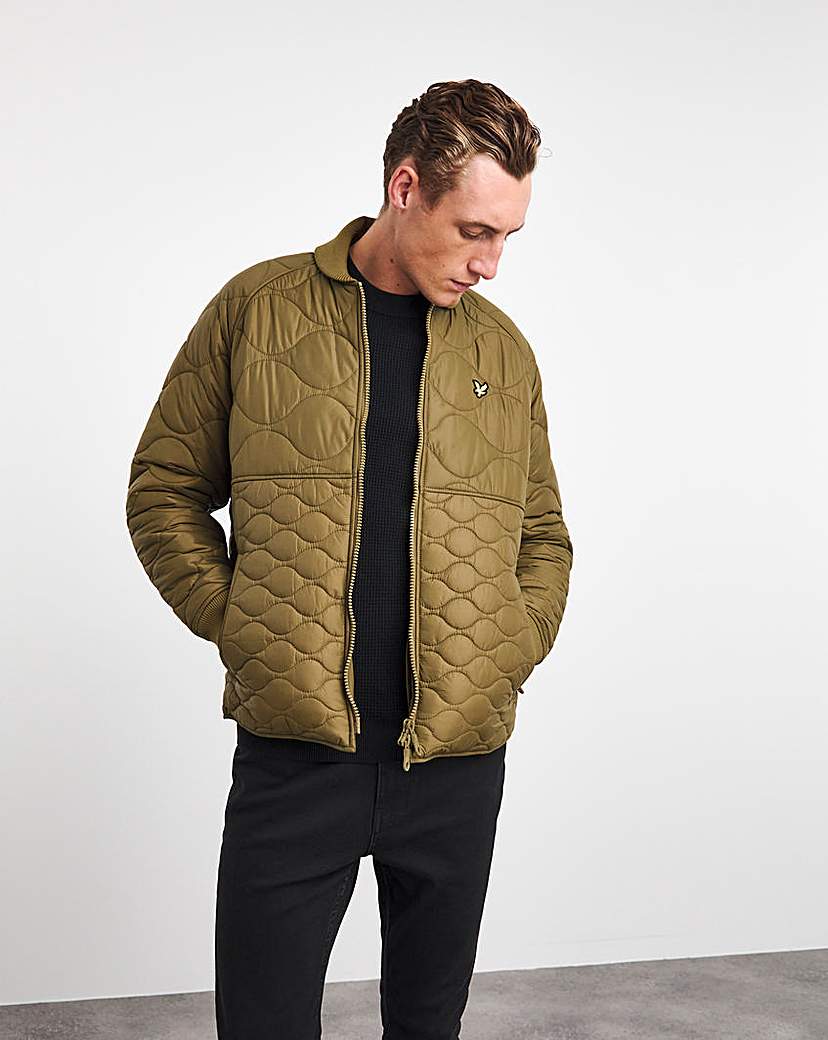 Lyle & Scott Olive Quilted Bomber Jacket