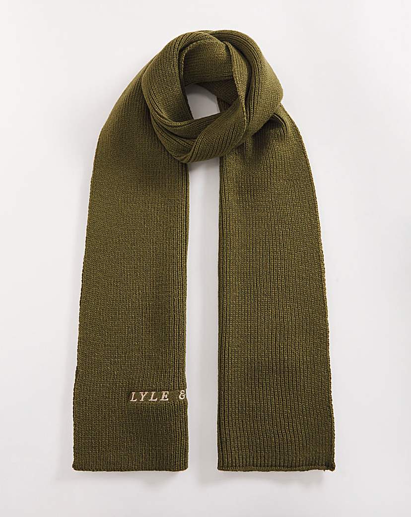 Lyle & Scott Olive Logo Ribbed Scarf