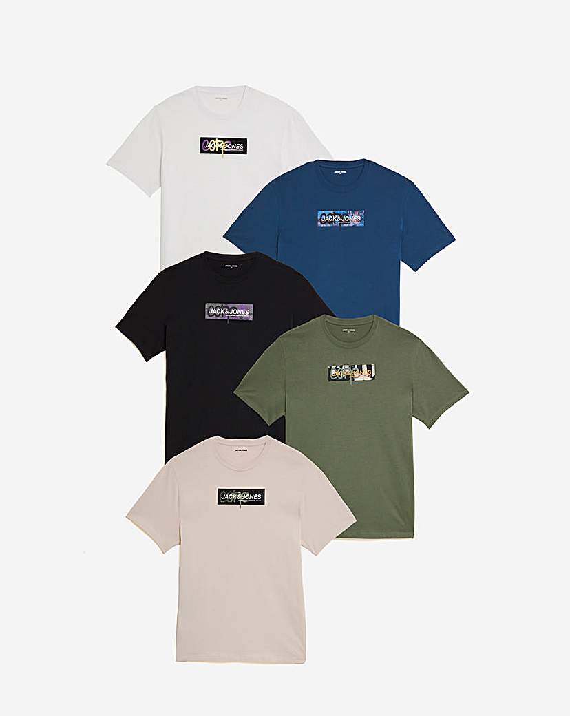 Jack & Jones Print 5 Pack T-Shirts