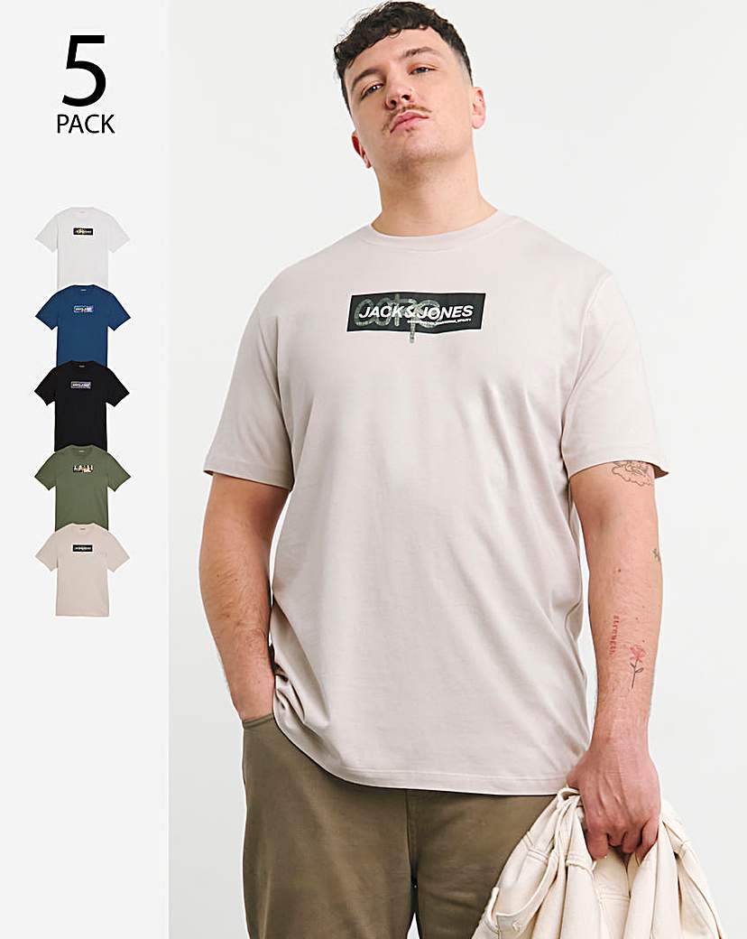 Jack & Jones Print 5 Pack T-Shirts