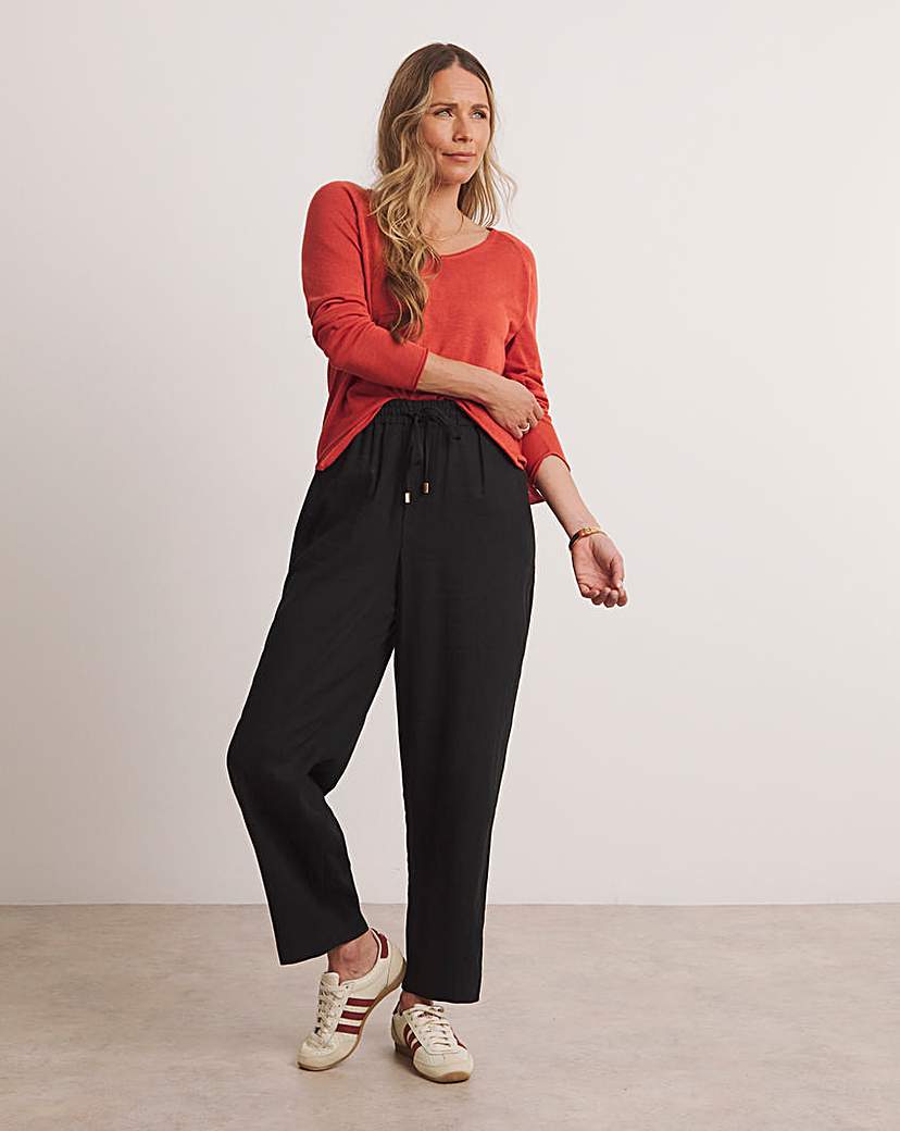 Anthology Linen Mix Barrel Leg Trousers