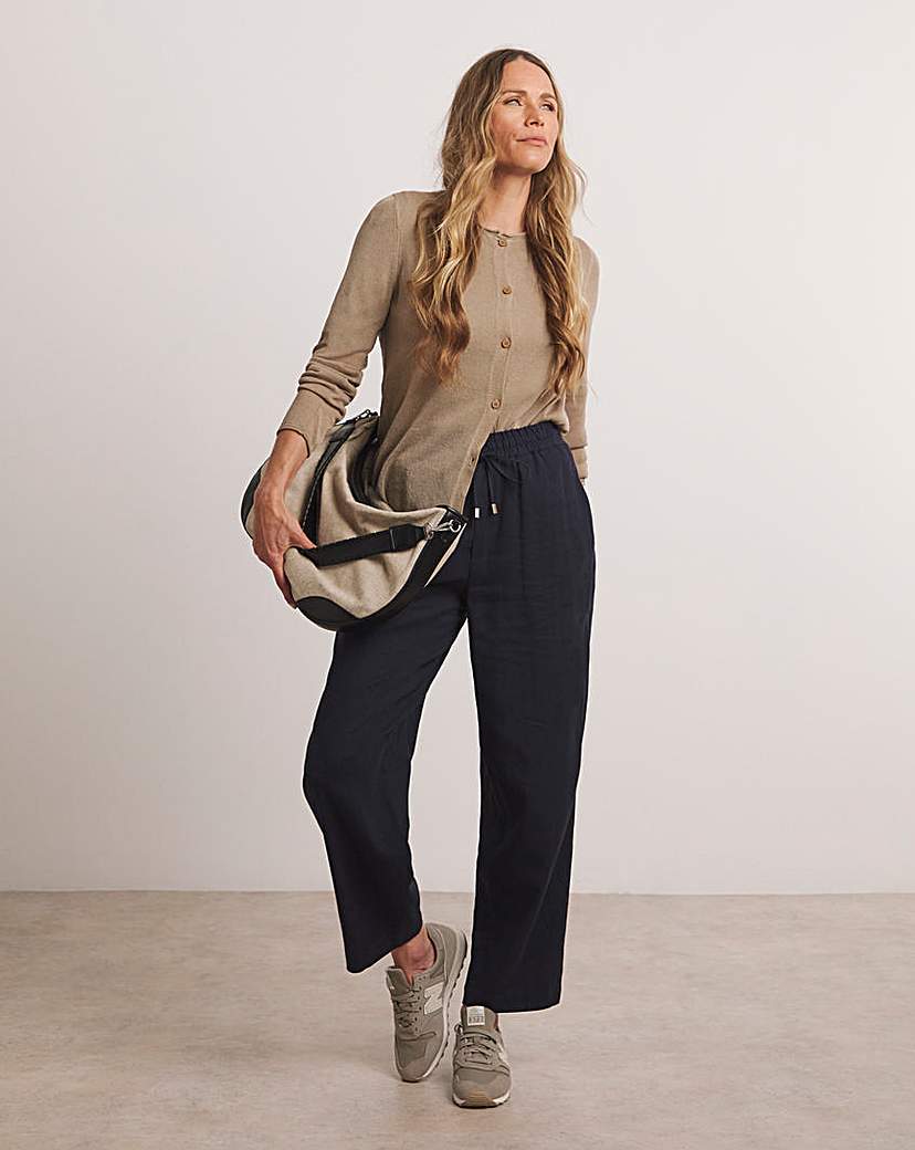 Anthology Linen Mix Barrel Leg Trousers