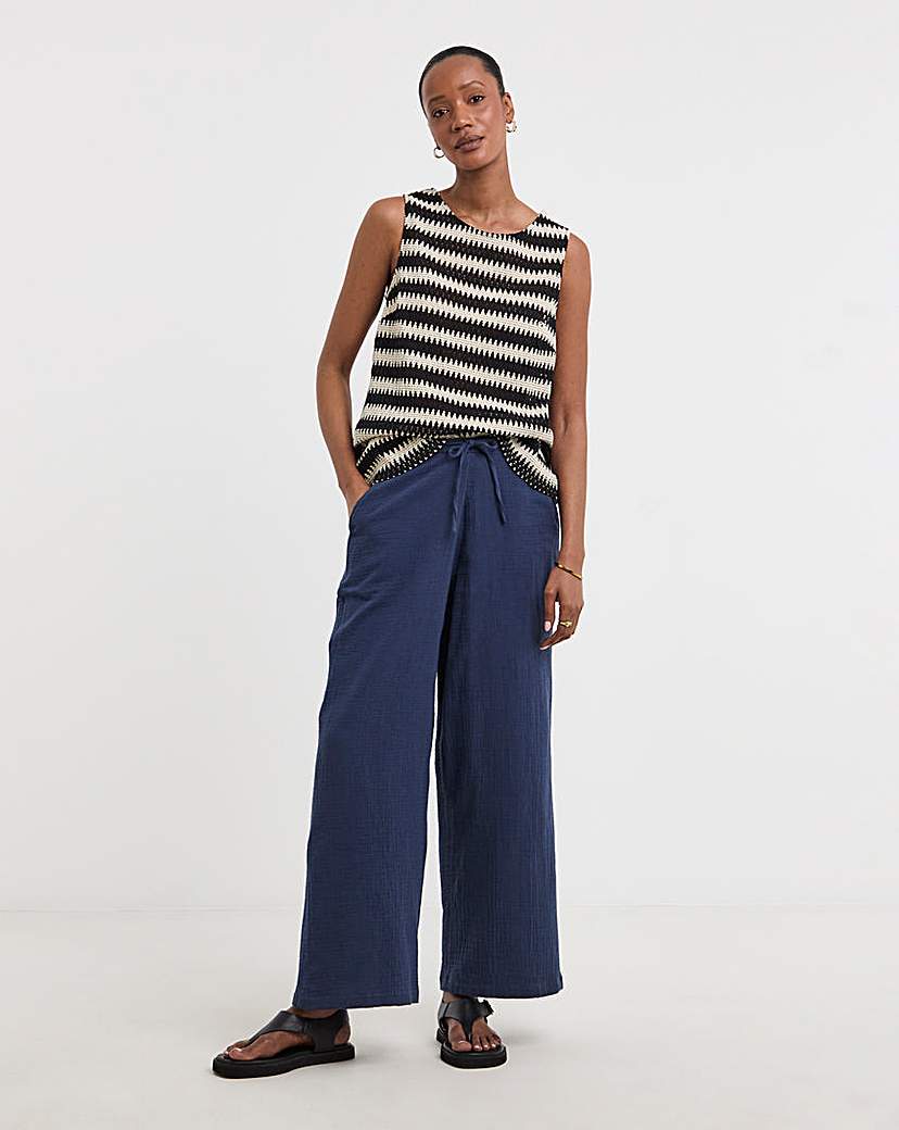 Pure Cotton Wide Leg Trousers
