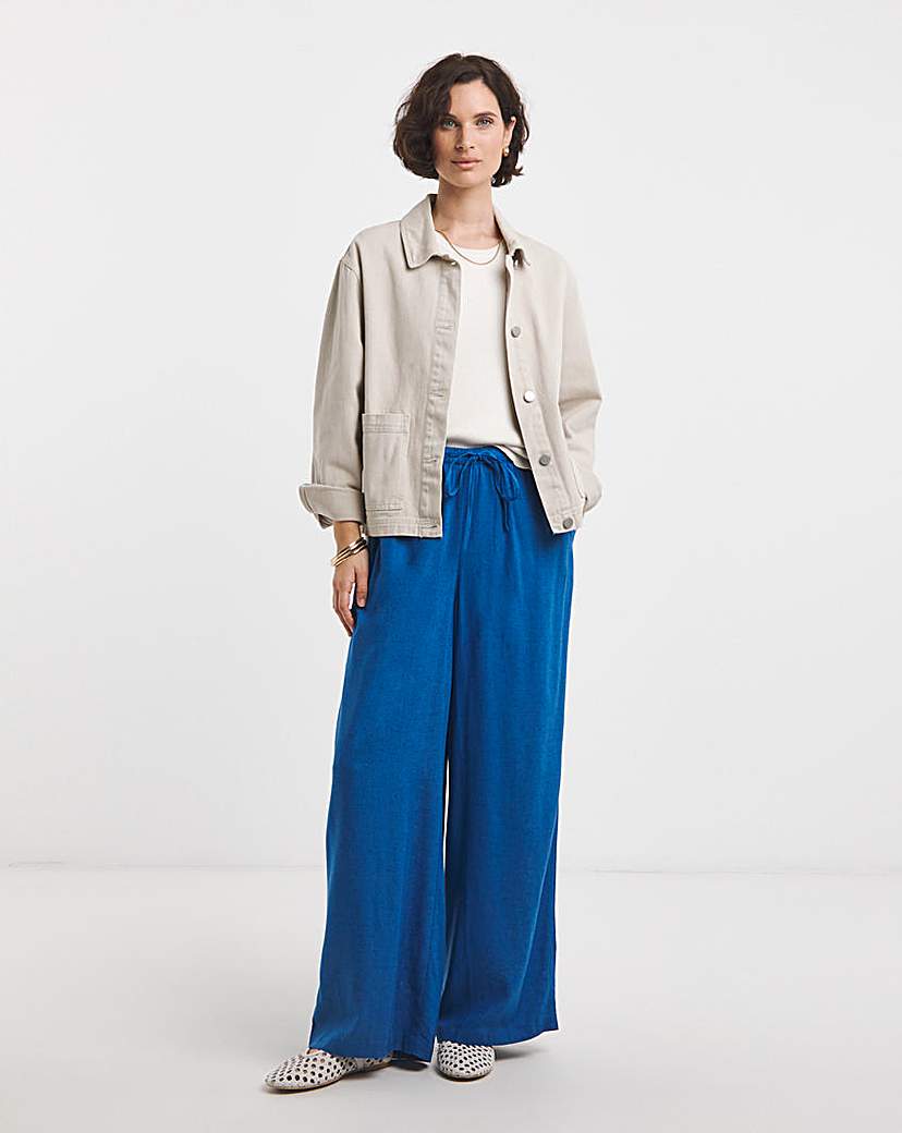 Linen Mix Wide Leg Trouser