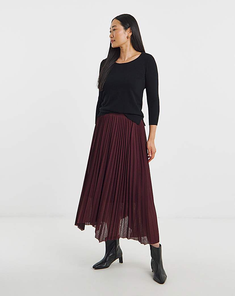 Asymmetric Hem Jersey Midi Skirt