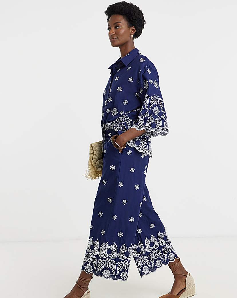 Embroidered Border Trouser