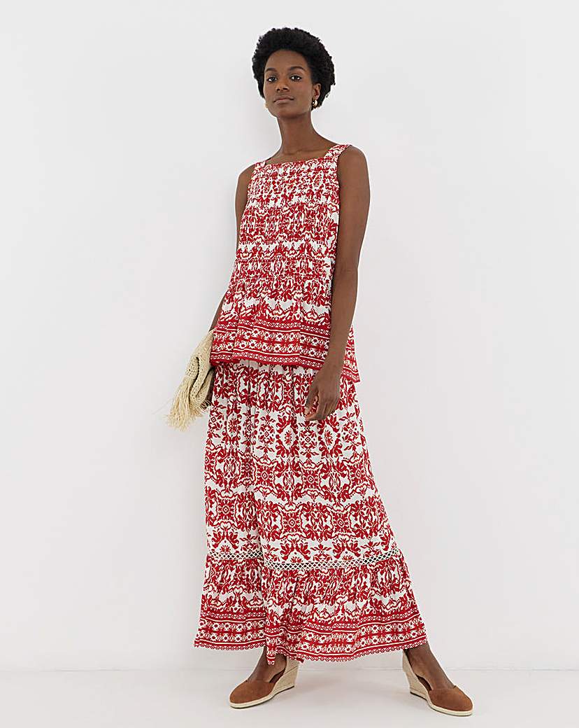 New In - Border Print Maxi Skirt