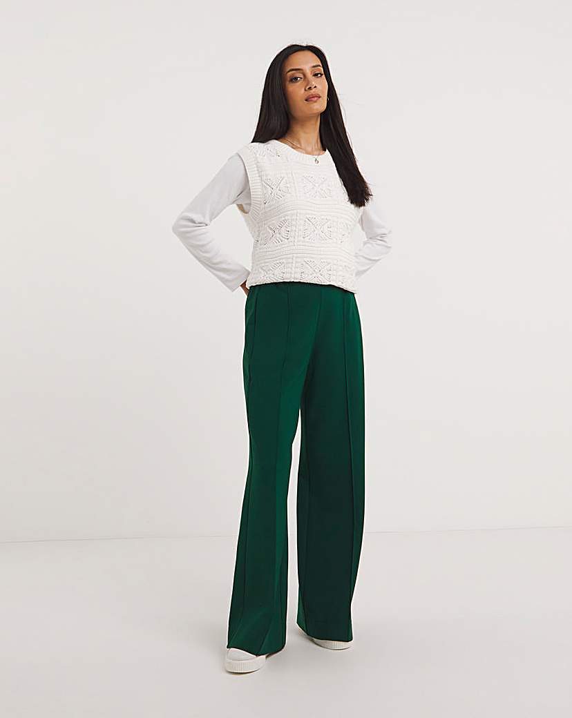 Ponte Pull On Wide Leg Trouser