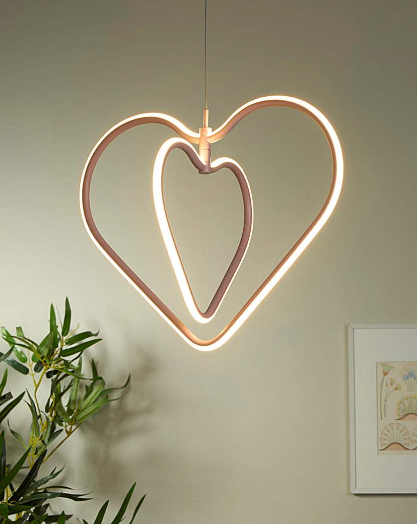 Blush Double Heart LED Pendant