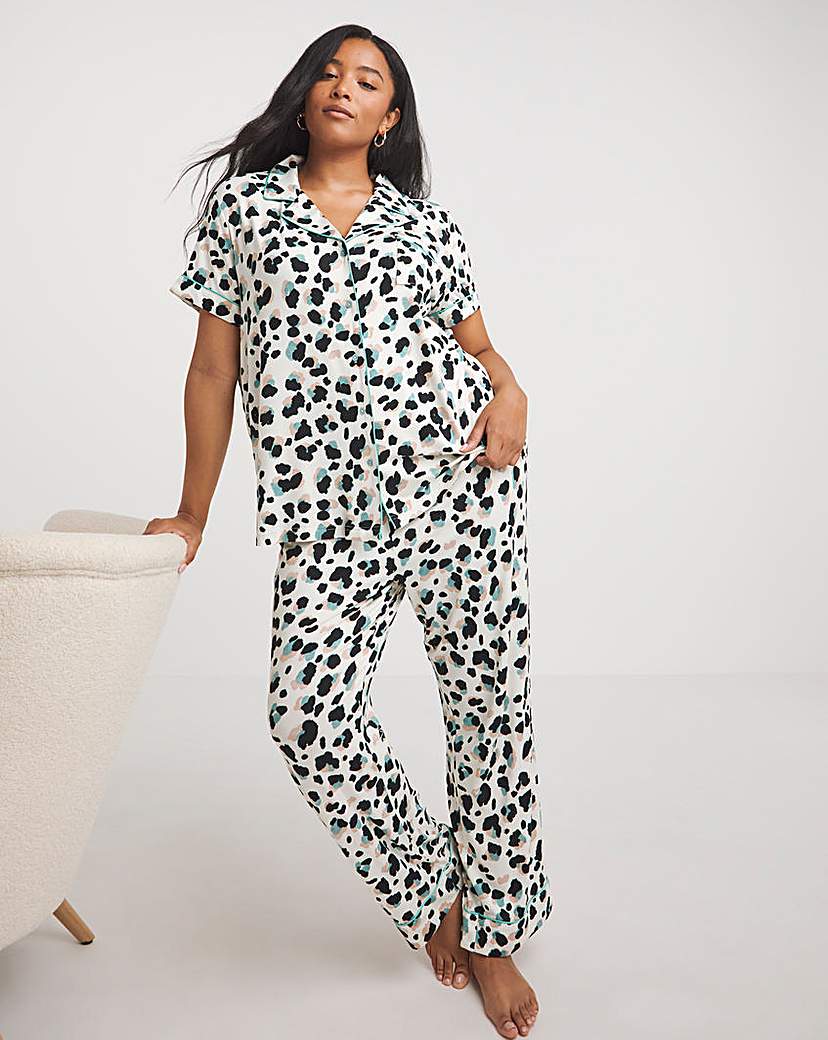 Bamboo Viscose Button Through PJ - Animal Print
