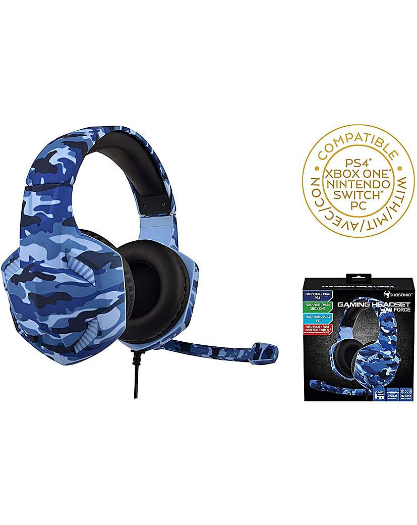 Subsonic Camo Blue Gaming Headset Xbox