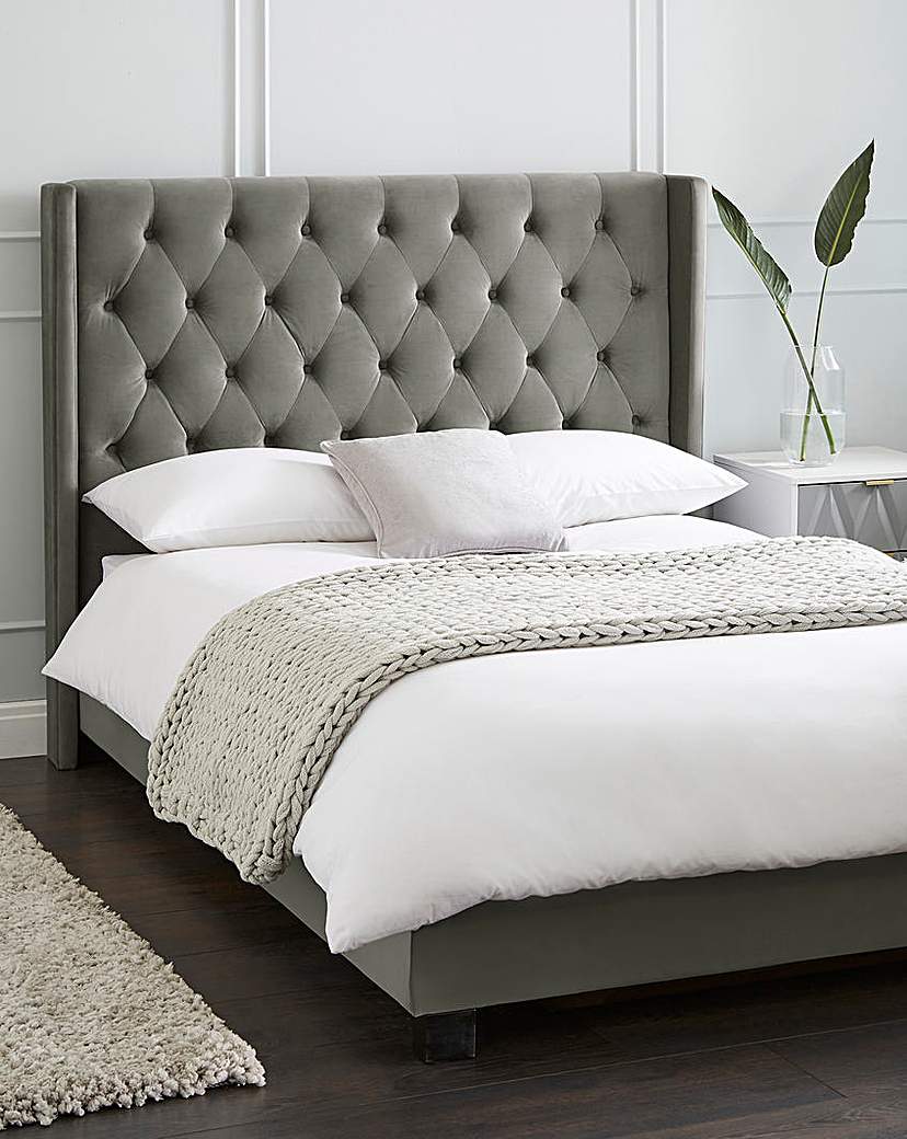 Allegra Winged Velvet Bed Frame