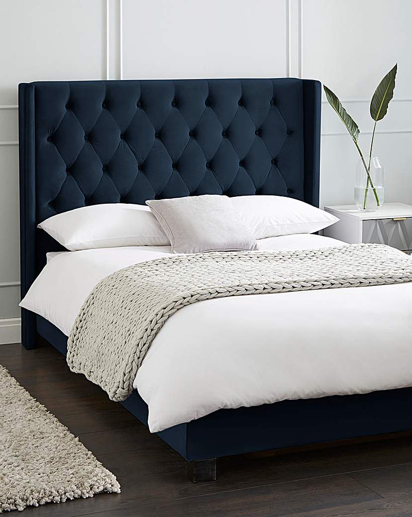 Allegra Velvet Bed with 3 Layer Mattress