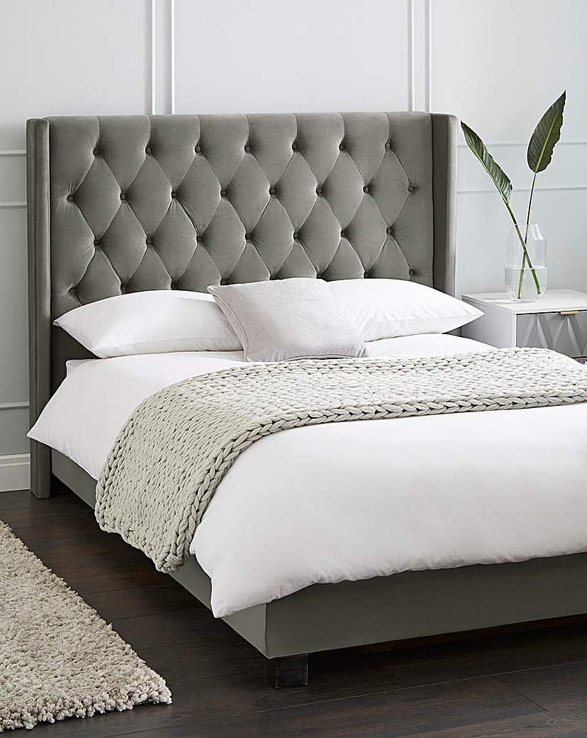 Allegra Winged Fabric Bed Frame