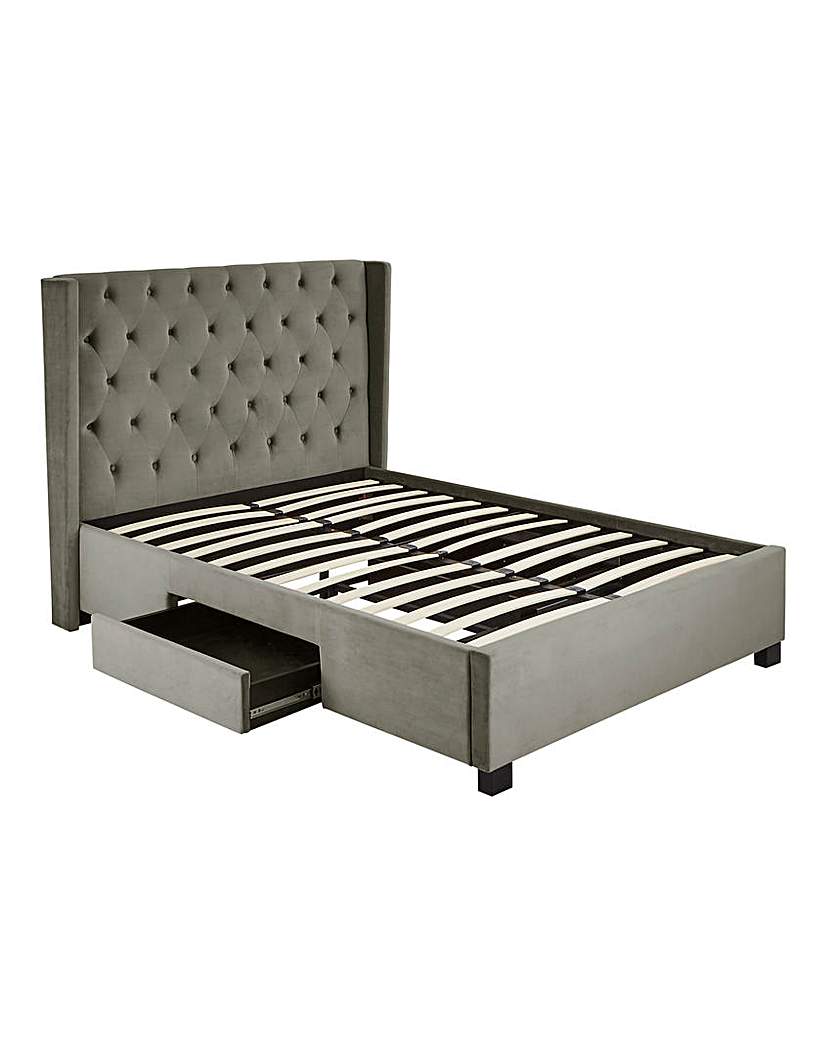 Allegra Winged Velvet Storage Bed Frame