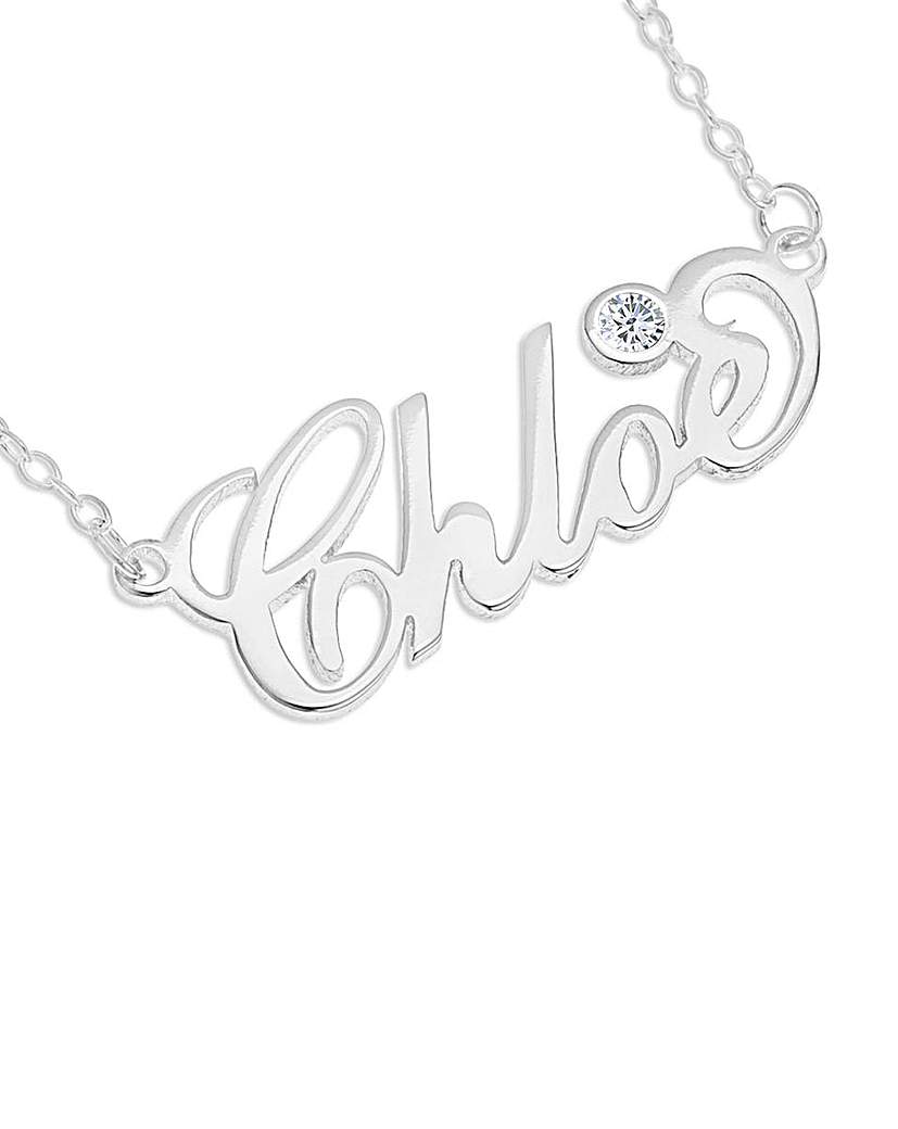 Sterling Silver Birthstone Name Necklace