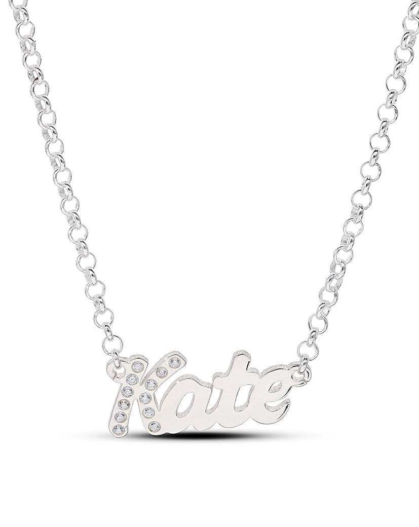 Silver Cubic Zirconia Name Necklace