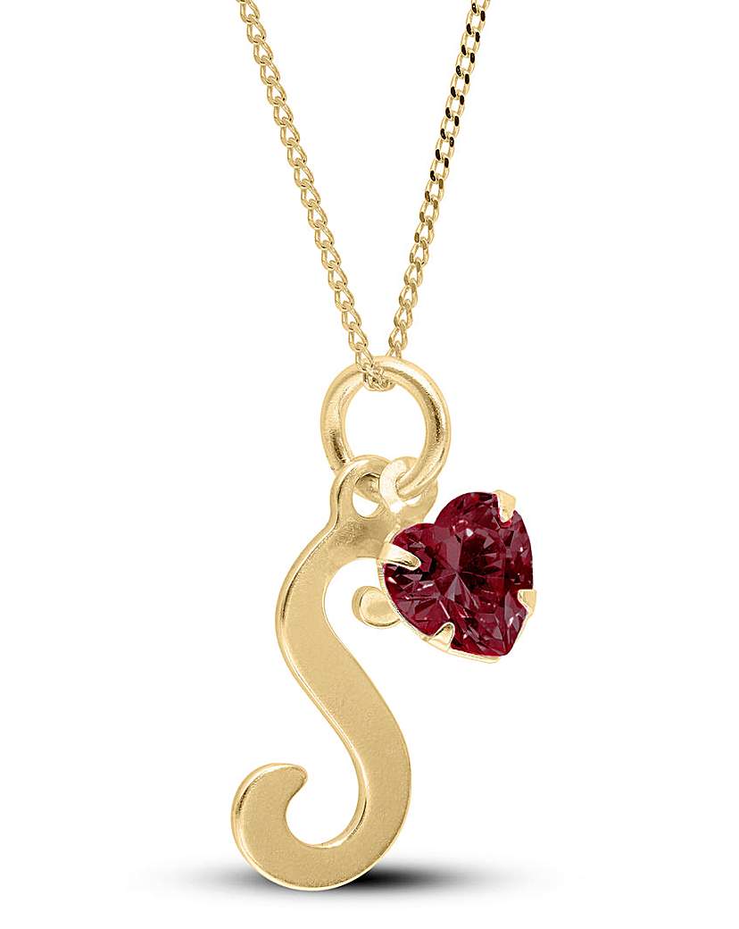 Initial & Birthstone Heart Pendant