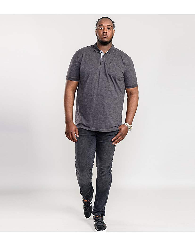 D555 Grant Charcoal Pique Polo Shirt