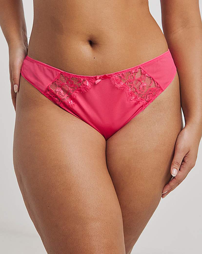 Figleaves Pulse Lace Thong In Pink | UK Size 12 Women's