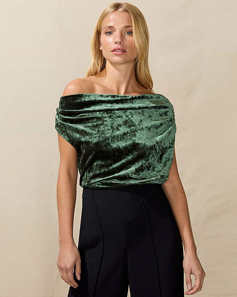 Ro&Zo Ripple velvet One Shoulder Top