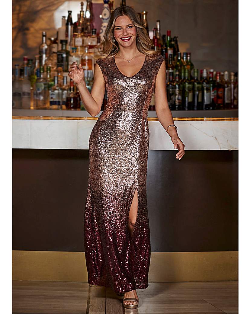 Sosandar Premium Ombre Sequin Maxi Dress