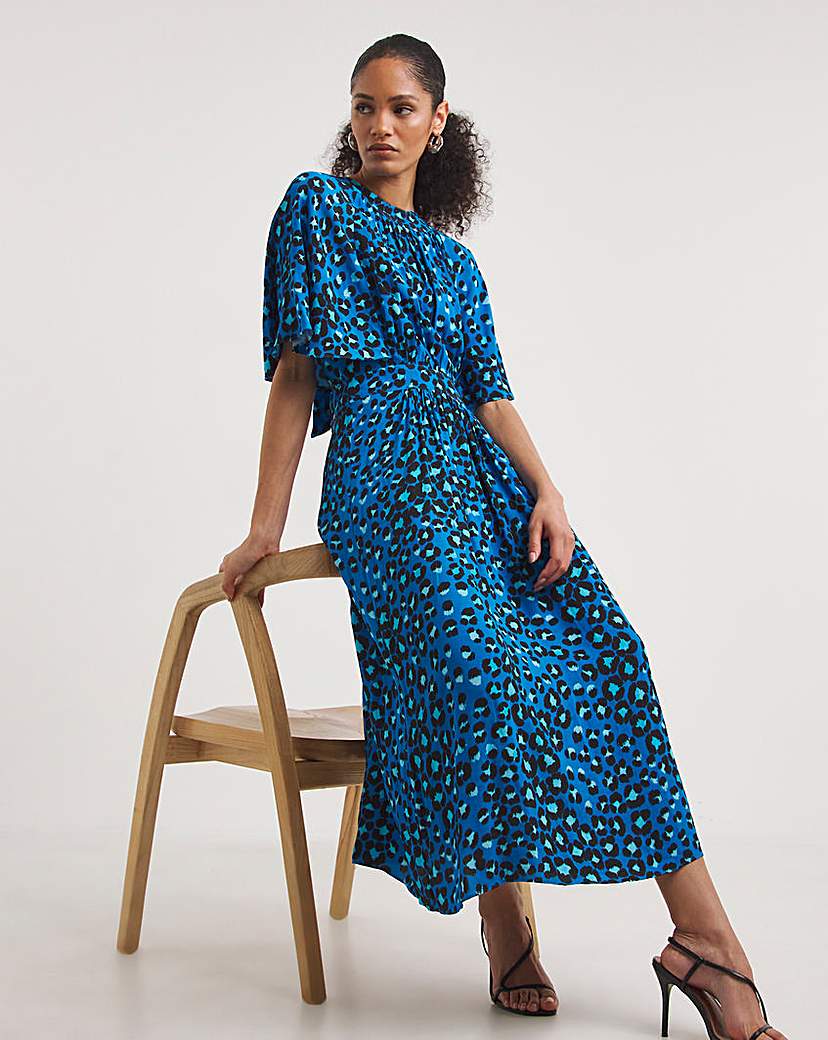 Whistles Leopard Cape Sleeve Dress